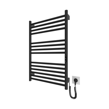 Radiator baie tip scară HF GREENWICH, 170W/230V, 77x53 cm, negru, cu racordare pe partea dreaptă, țevi rotunde