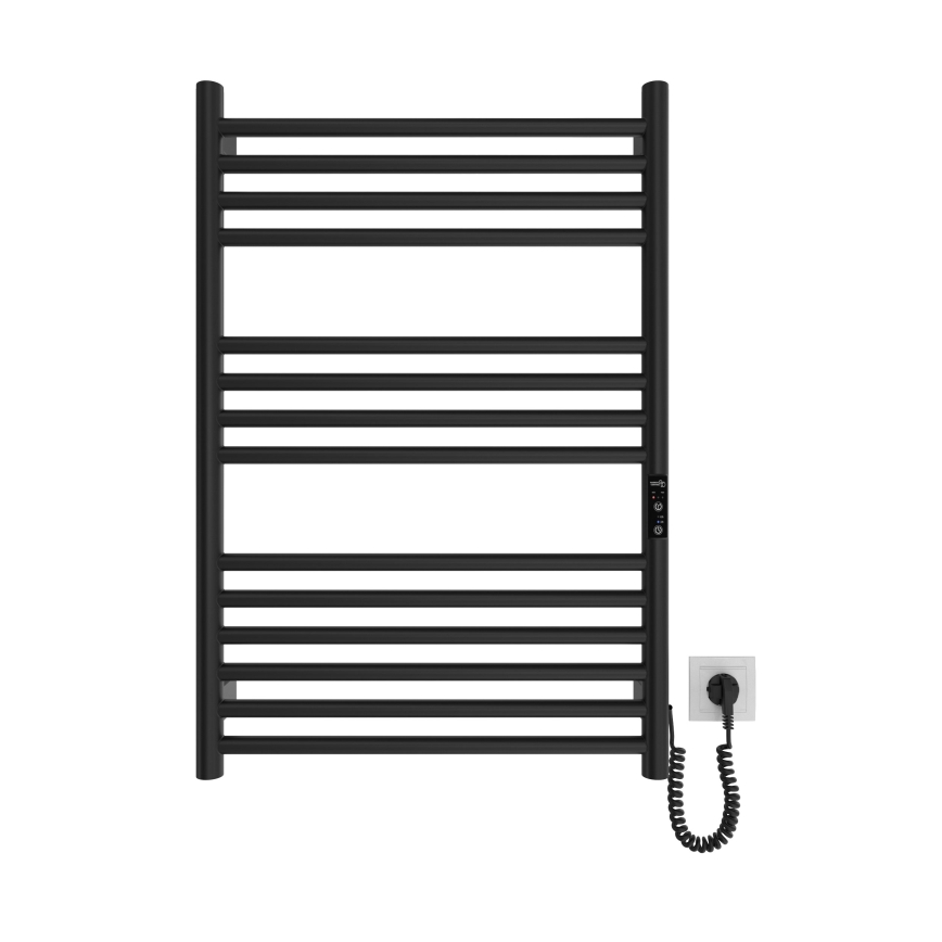 Radiator baie tip scară HF GREENWICH, 170W/230V, 77x53 cm, negru, cu racordare pe partea dreaptă, țevi rotunde
