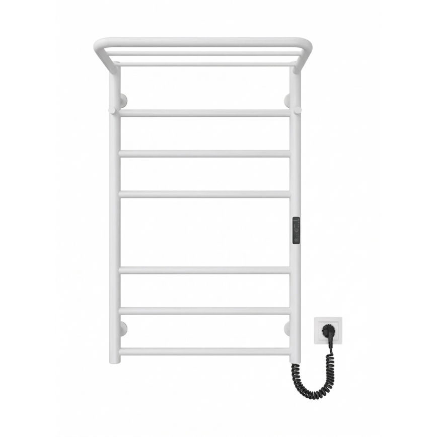 Radiator baie tip scară HOME, 95W/230V, 77x53 cm, inox/alb, racordare pe dreapta