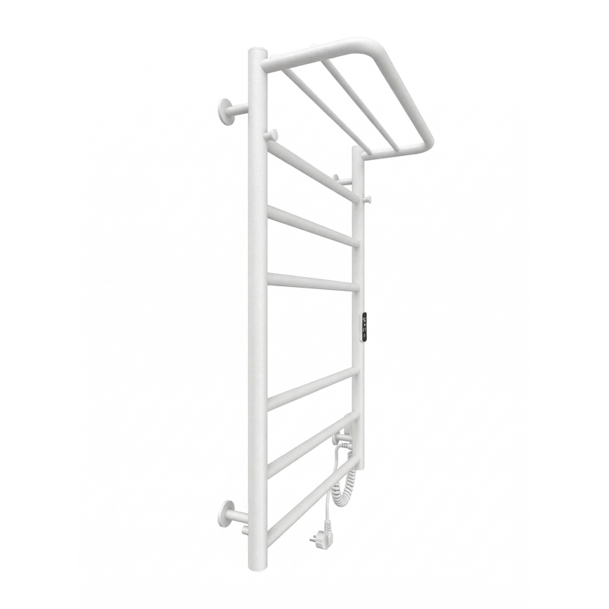 Radiator baie tip scară HOME, 95W/230V, 77x53 cm, inox/alb, racordare pe dreapta