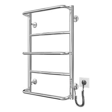 Radiator baie tip scară LUX, 65W/230V, 66 x 42 cm, inox/crom lucios, racord pe partea dreaptă