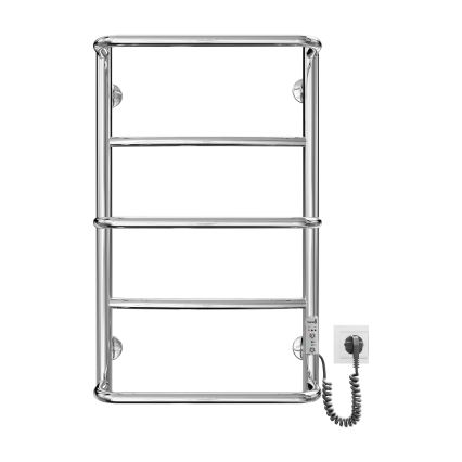 Radiator baie tip scară LUX, 65W/230V, 66 x 42 cm, inox/crom lucios, racord pe partea dreaptă