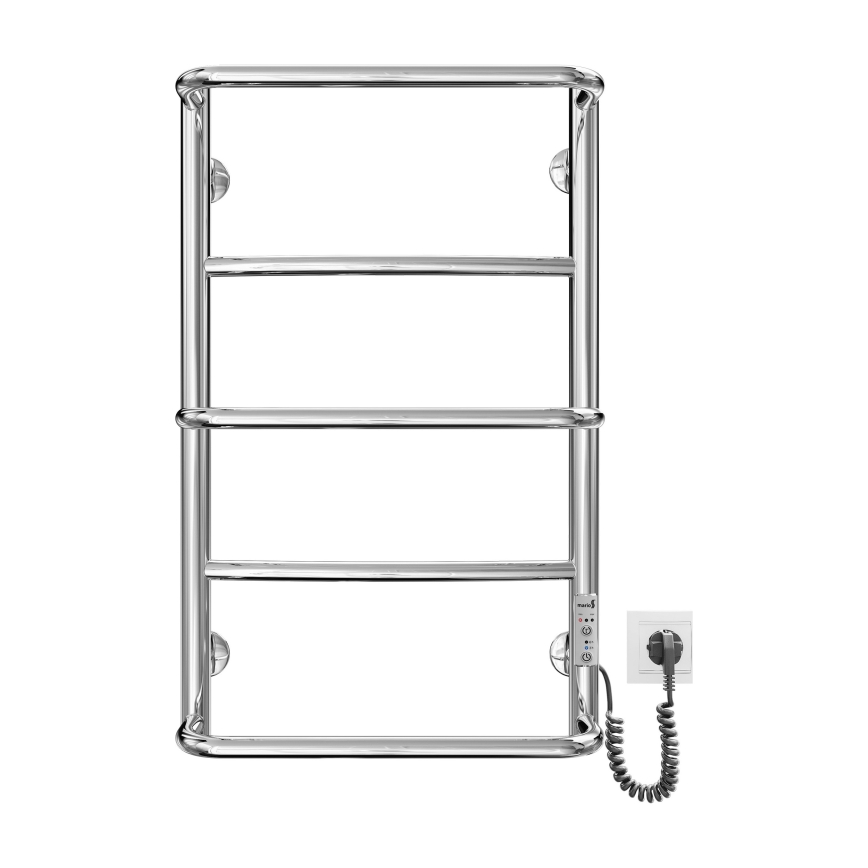 Radiator baie tip scară LUX, 65W/230V, 66 x 42 cm, inox/crom lucios, racord pe partea dreaptă