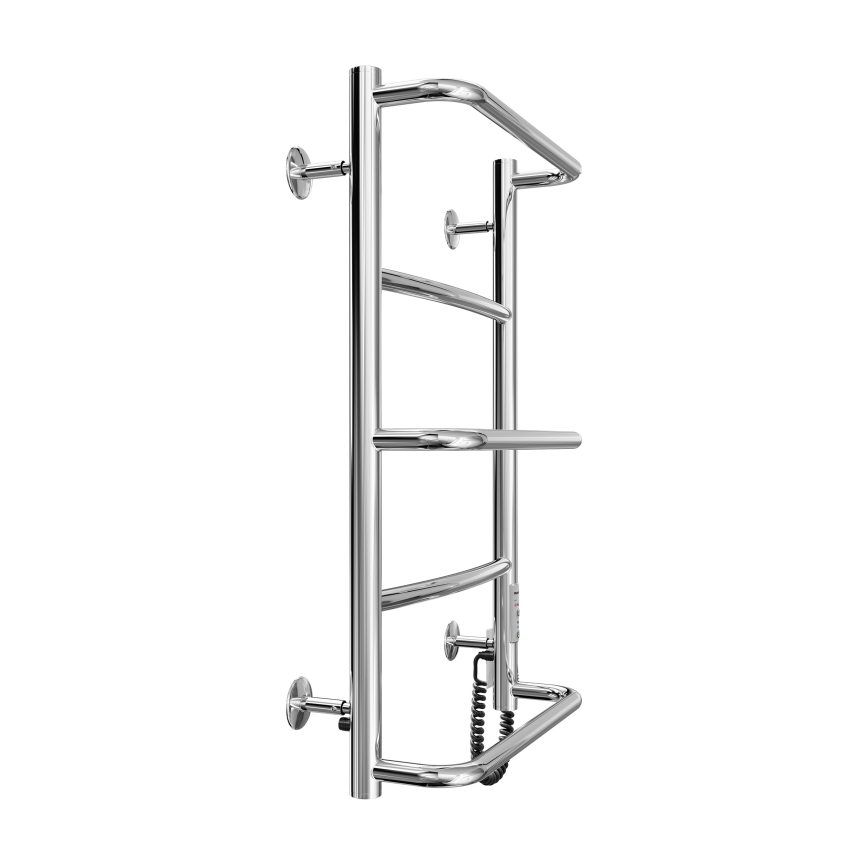 Radiator baie tip scară LUX, 65W/230V, 66 x 42 cm, inox/crom lucios, racord pe partea dreaptă