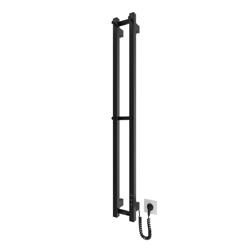 Radiator de baie HF SLIM 80W/230V 117x14 cm negru cu margini drepte IP44