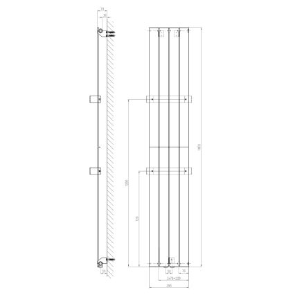 Radiator de baie Sapho COLONNA 180 x 30 cm, alb
