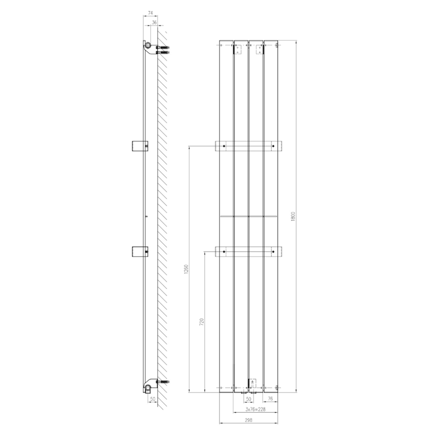Radiator de baie Sapho COLONNA 180 x 30 cm, alb