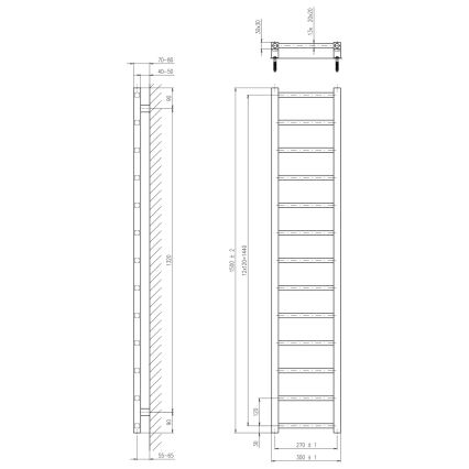 Radiator de baie Sapho METRO LIGHT 150 x 30 cm, alb