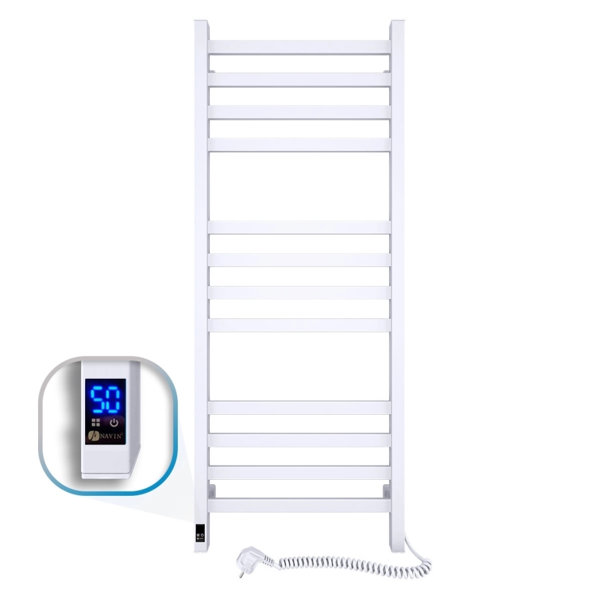 Radiator de baie tip scară AVANGARD cu termostat, 227 W, 120 x 48 cm, alb, conexiune pe dreapta