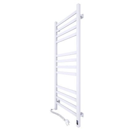 Radiator de baie tip scară AVANGARD, cu termostat, 459 W, 230 V, 120,6 cm, IP44, alb, stânga, cu muchii drepte