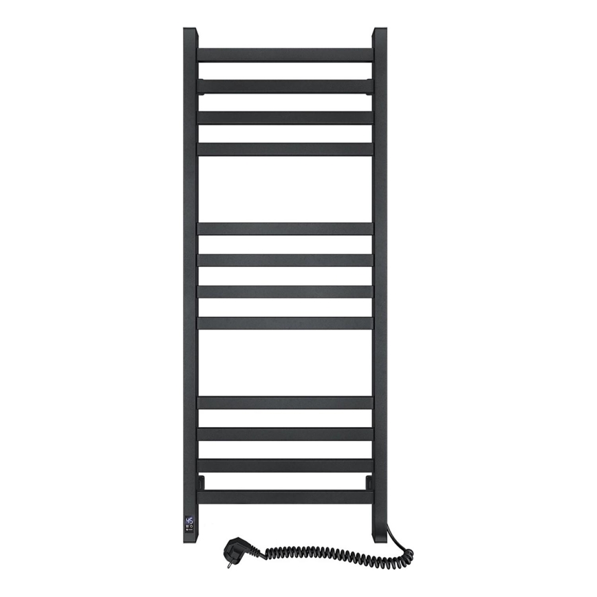 Radiator de baie tip scară AVANGARD cu termostat, 459W/230V, 120,6 cm, IP44, negru, pe partea dreaptă, profil dreptunghiular
