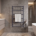 Radiator de baie tip scară CLASSIC, 110W/230V, 81x52 cm, inox/antracit, cu racordare pe partea dreaptă