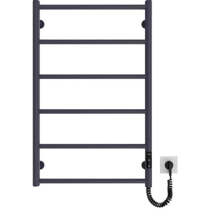 Radiator de baie tip scară CLASSIC, 110W/230V, 81x52 cm, inox/antracit, cu racordare pe partea dreaptă
