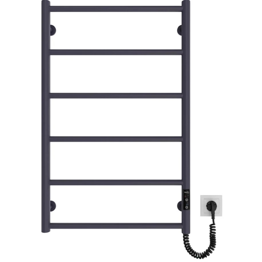 Radiator de baie tip scară CLASSIC, 110W/230V, 81x52 cm, inox/antracit, cu racordare pe partea dreaptă