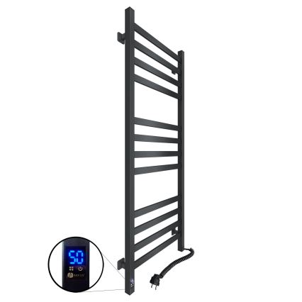 Radiator de baie tip scară cu termostat AVANGARD 227W 120x48cm, negru, montaj pe partea dreaptă