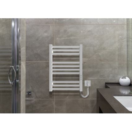 Radiator de baie tip scară HF DERBY, 100 W / 230 V, 57 x 43 cm, alb, racordare pe dreapta