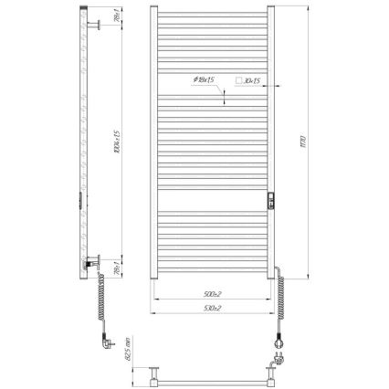 Radiator de baie tip scară HF DERBY, 255 W/230 V, 117 x 53 cm, negru