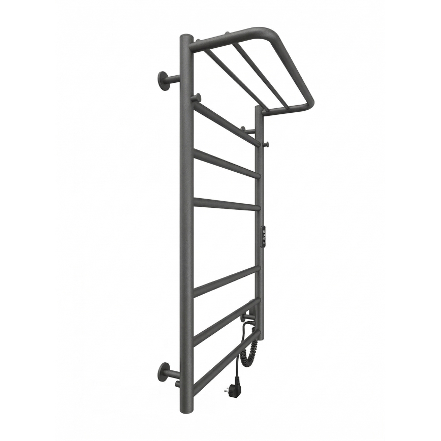 Radiator de baie tip scară HOME, 95 W/230 V, 77 x 53 cm, inox/antracit, montaj pe partea dreaptă