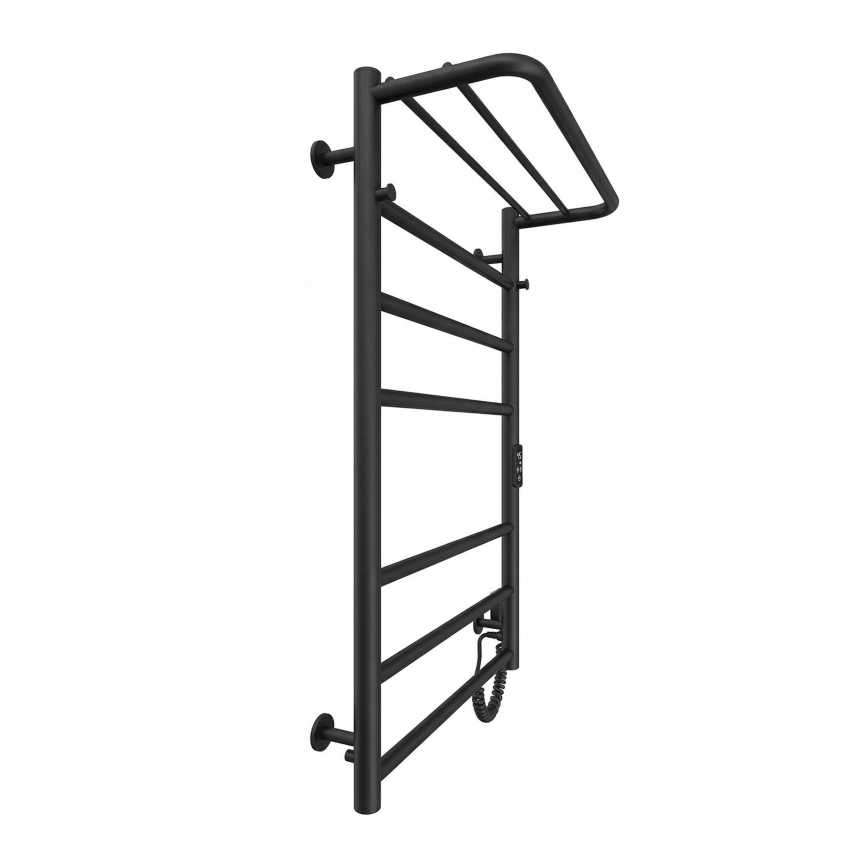 Radiator de baie tip scară HOME, 95 W/230 V, 77 x 53 cm, inox/negru, racordare pe partea dreaptă