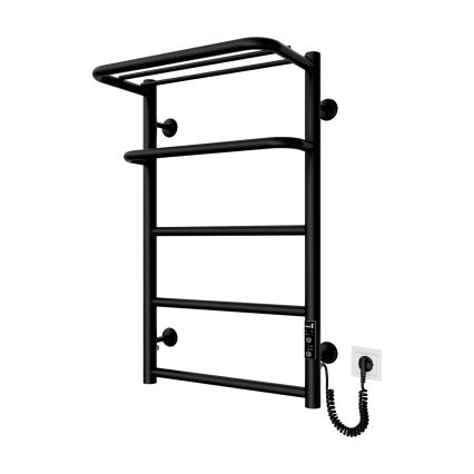 Radiator de baie tip scară HOTEL 75 W/230 V, 66 x 42 cm, inox/negru, cu racordare pe partea dreaptă