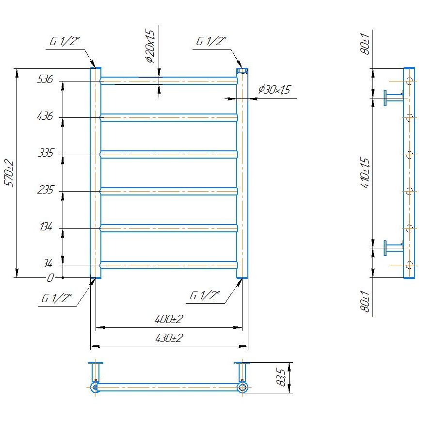 Radiator de baie tip scară INOX FLAT 122W/230V 57x43 cm inox/negru