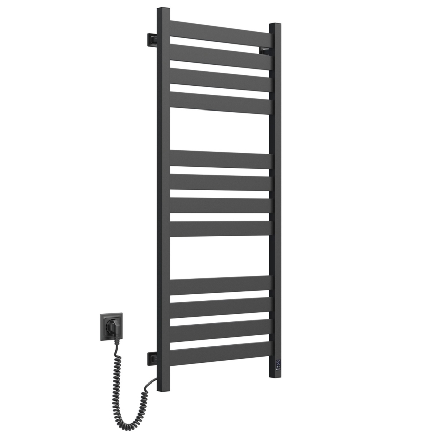 Radiator de baie tip scară LARGO, 256 W, 120 x 50 cm, negru, stânga, cu termostat