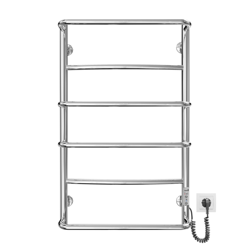 Radiator de baie tip scară LUX 105 W / 230 V, 81 x 52 cm, inox / crom lucios, cu racordare pe partea dreaptă