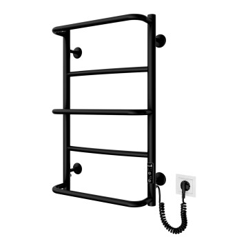 Radiator de baie tip scară LUX, 65 W / 230 V, 66 x 42 cm, inox/negru, racordare dreapta