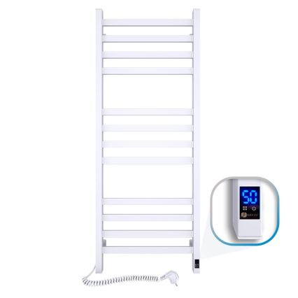 Radiator de baie tip scăriță AVANGARD, cu termostat, 227 W, 120 x 48 cm, alb, racordare stânga