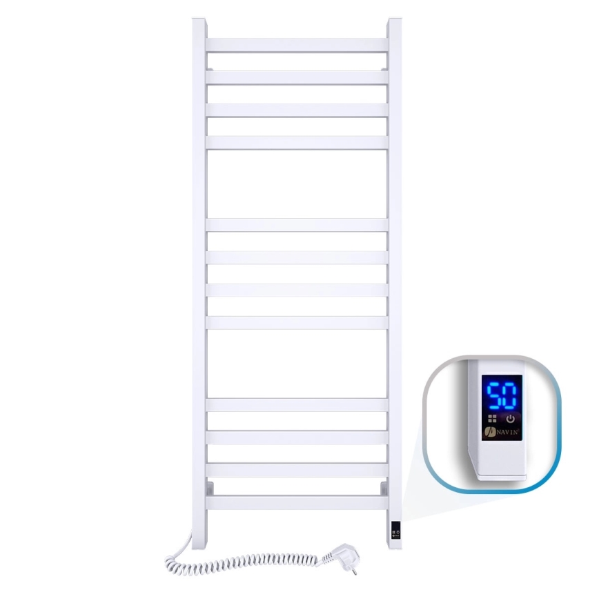 Radiator de baie tip scăriță AVANGARD, cu termostat, 227 W, 120 x 48 cm, alb, racordare stânga