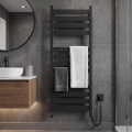 Radiator de baie tip scăriță LARGO, 256 W, 120 x 50 cm, negru, cu termostat, conexiune pe partea dreaptă