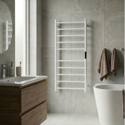 Radiator electric pentru prosoape 45 x 96 cm, 130 W, inox/alb