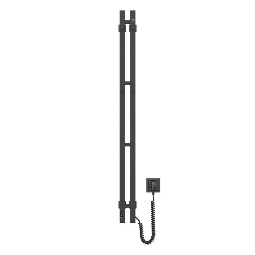 Radiator electric pentru prosoape cu termostat SILOUETTE, 70 W, 120 x 9 cm, negru, versiune dreaptă