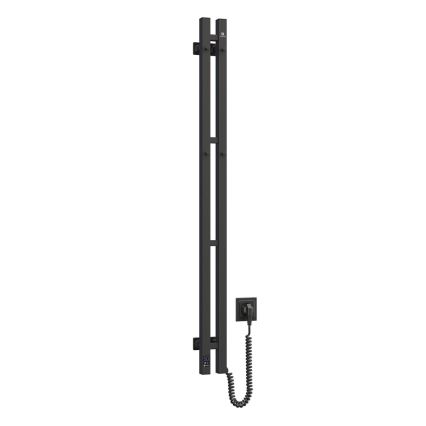 Radiator electric pentru prosoape cu termostat SILOUETTE, 70 W, 120 x 9 cm, negru, versiune dreaptă