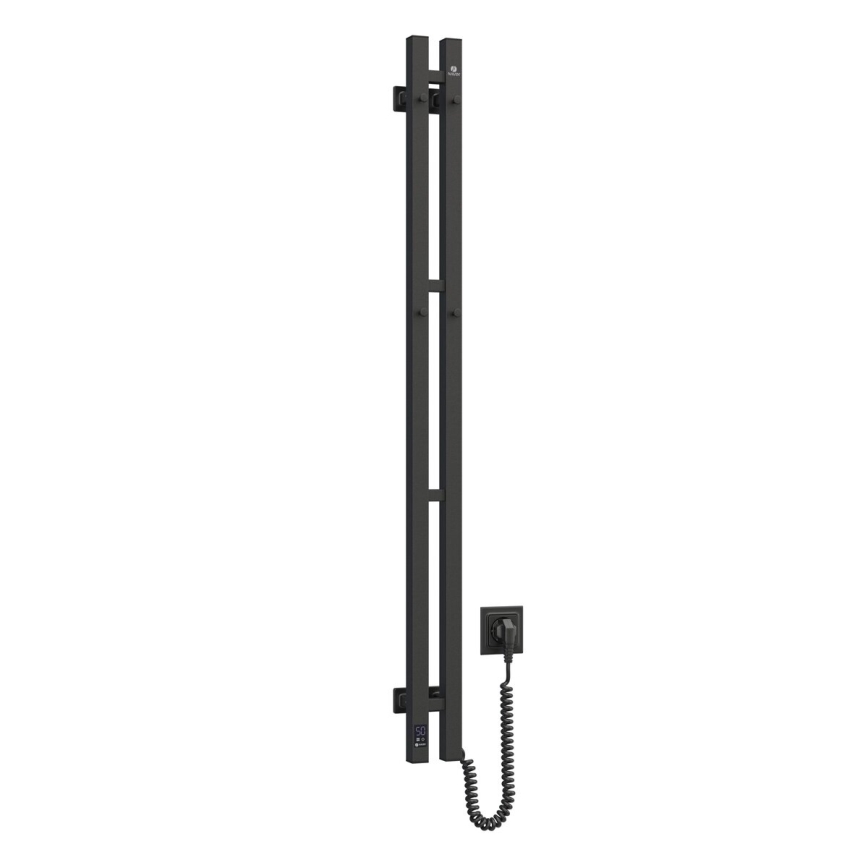 Radiator electric pentru prosoape cu termostat SILOUETTE, 70 W, 120 x 9 cm, negru, versiune dreaptă