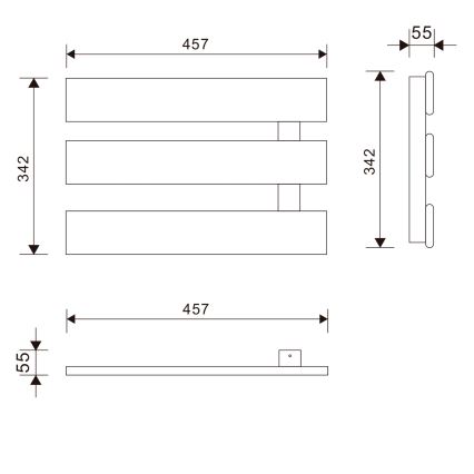 Radiator electric portpropsop Aqualine ELVIS 50W/230V 34,2 cm alb stâng