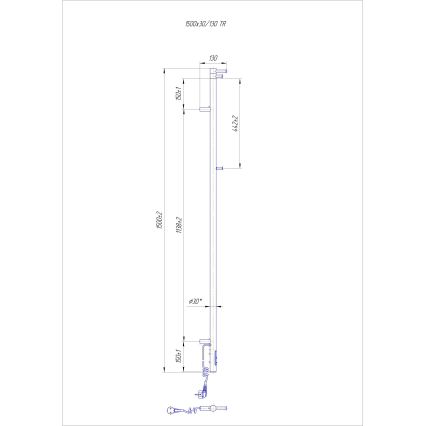 Radiator pentru baie RAY 35W/230V 150x30 cm IP44 inox/alb