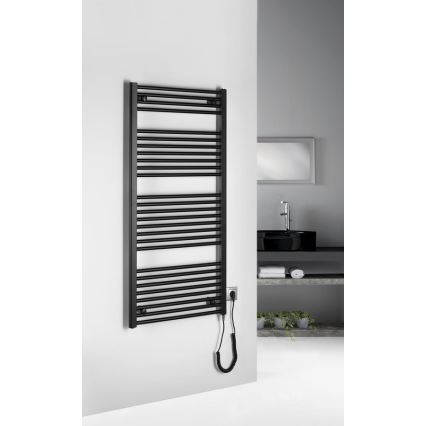 Radiator portprosop electric pentru baie Aqualine DIRECT-E 600W/230V 132 cm negru mat drept