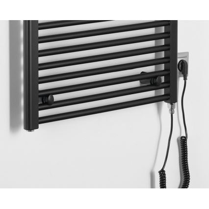Radiator portprosop electric pentru baie Aqualine DIRECT-E 600W/230V 132 cm negru mat drept