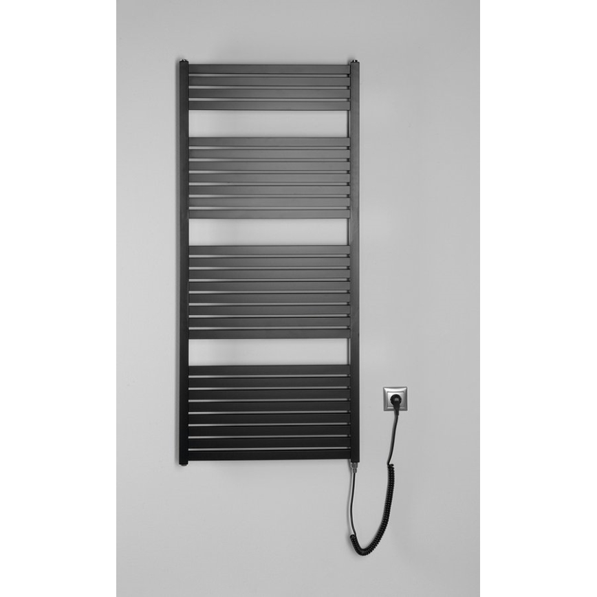 Radiator portprosop electric pentru baie Aqualine TONDI-E 600W/230V 133 cm negru mat drept