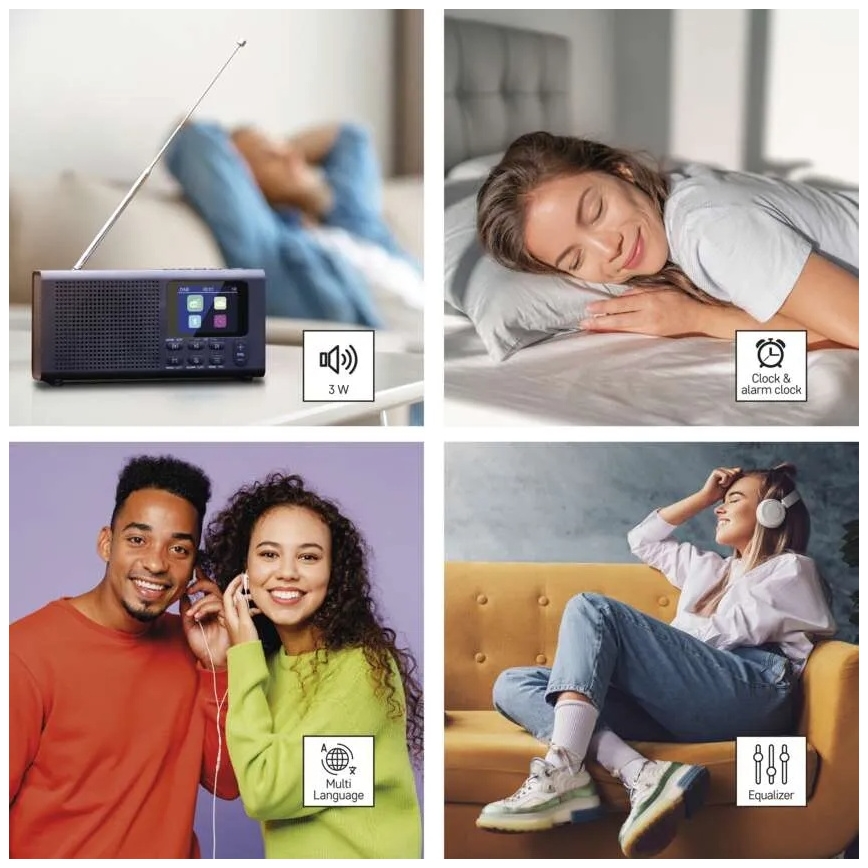 Radio DAB DAB+ FM 3W/5V/4xAA negru