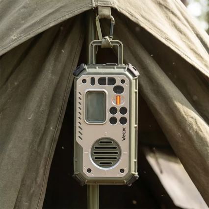 Radio de camping cu manivelă, panou solar și lanternă LED cu funcție de powerbank 5V/3xAAA/2000 mAh IPX4 verde