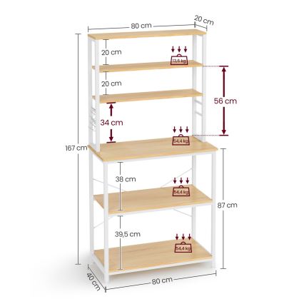 Raft cu polițe pentru bucătărie MARGE maro/alb