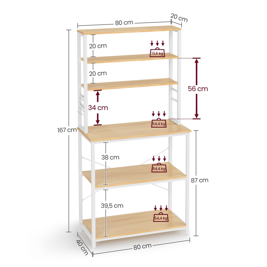 Raft cu polițe pentru bucătărie MARGE maro/alb