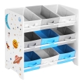 Raft de depozitare pentru copii cu cutii textile ANET albastru/alb