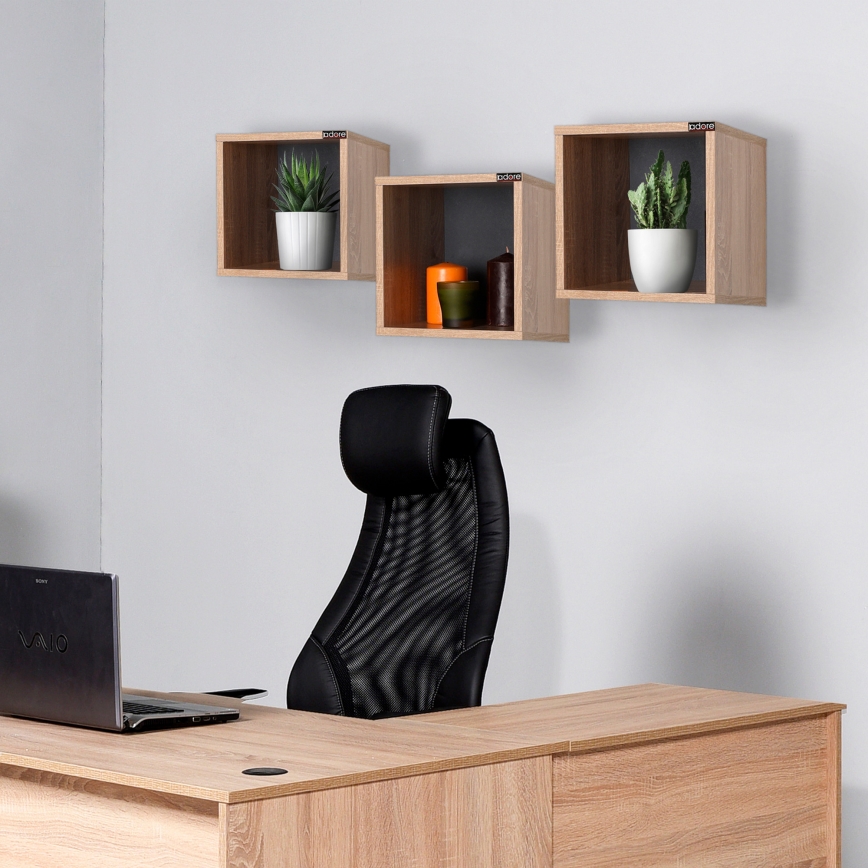 Raft de perete 33x33 cm maro