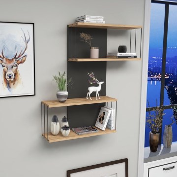 Raft de perete DESTAN 96 x 65 cm, antracit/maro