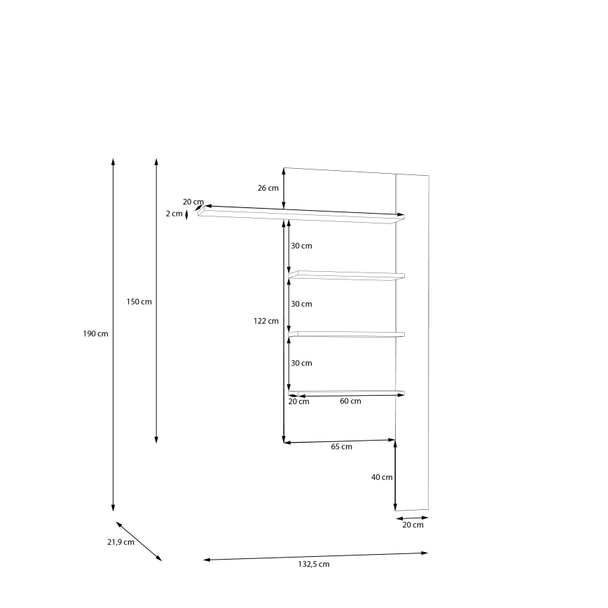 Raft de perete INAR stejar/negru