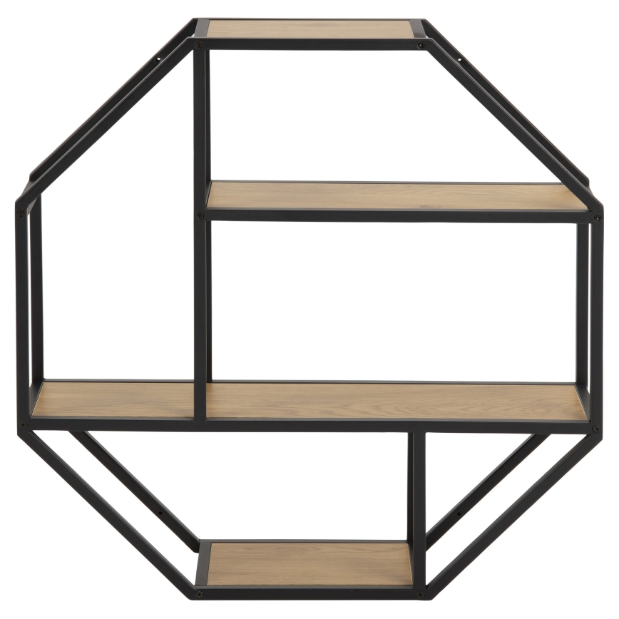 Raft de perete SARON 77x77 cm stejar/negru
