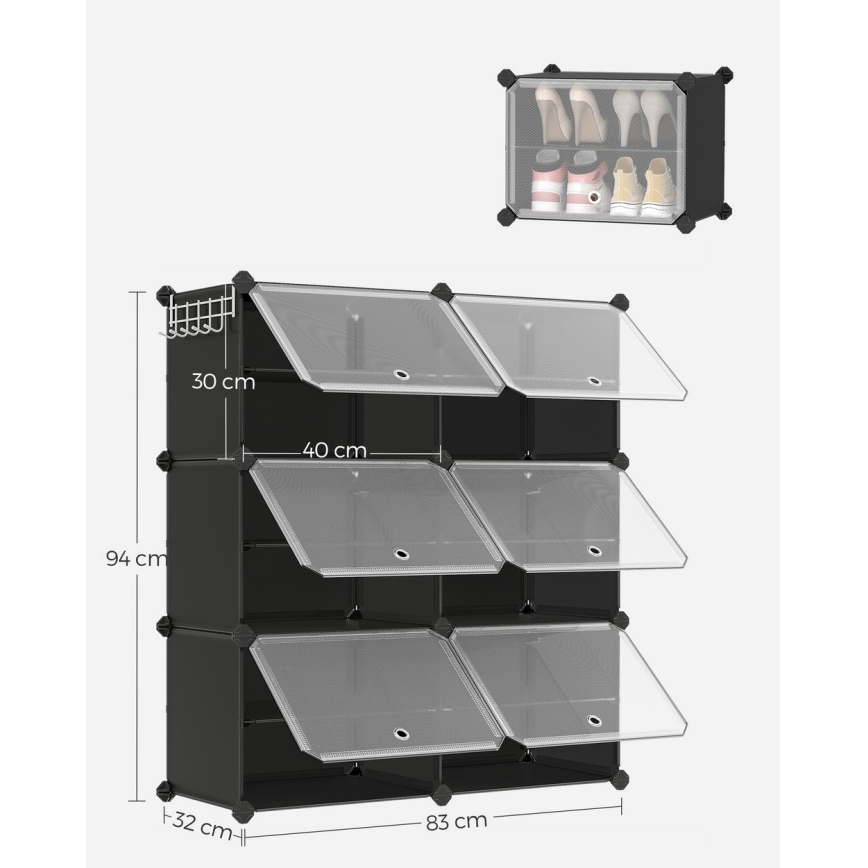 Raft modular cu compartimente BOXIFY, negru